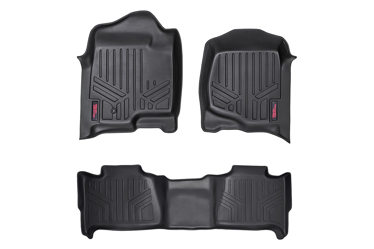 Chevrolet Tahoe Floor Mats - Front + Rear - Rough Country - Heavy Duty Floor Mats and Rear Cargo Liners - '07-'14